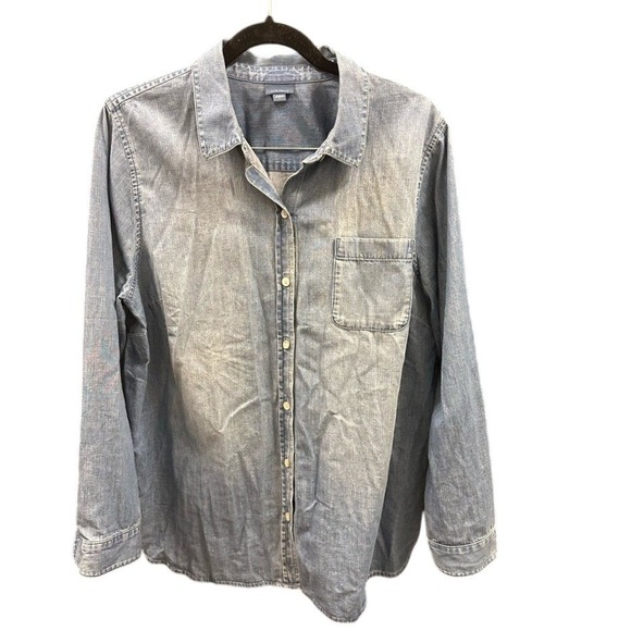 J. Jill Tops - J Jill Long Sleeve Button Down Denim Shirt 100% Cotton Size Large
